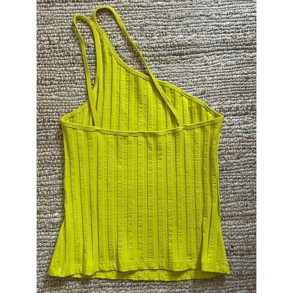 Jonathan Simkhai M Tank Top Peri Rib Jersey One Shoulder Chartreuse Green Shirt - Picture 8 of 10